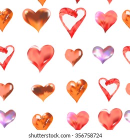 seamless texture of hearts vector watercolor drawing
