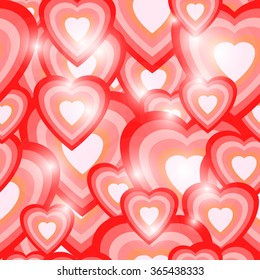 Seamless texture of hearts. white and red hearts