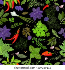 seamless texture of herbs and spices