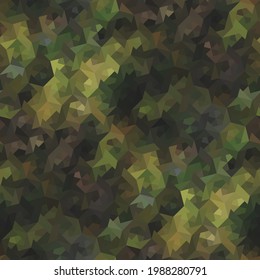The seamless texture of hexagons. Natural shades of brown and green. Design for presentations, booklets, brochures, posters on ecology, garden care, outdoor recreation. Vector illustration.