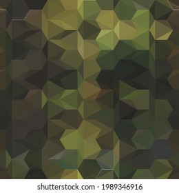 The seamless texture of hexagons. Natural shades of brown and green. Design for presentations, booklets, brochures, posters on ecology, garden care, outdoor recreation. Vector illustration.