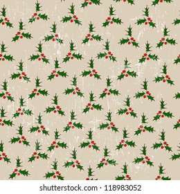 Seamless texture with holly leaves. Vector illustration EPS8.