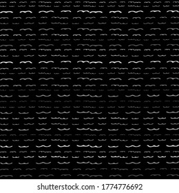 Seamless Texture of Horizontal lines, vector pattern of digital waves, white stripes on black background, texture design template