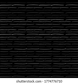 Seamless Texture of Horizontal lines, vector pattern of digital waves, white stripes on black background, texture design template