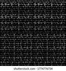 Seamless Texture of Horizontal lines, vector pattern of digital waves, white stripes on black background, texture design template