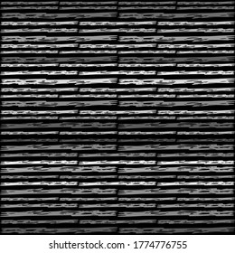 Seamless Texture of Horizontal lines, vector pattern of digital waves, white stripes on black background, texture design template
