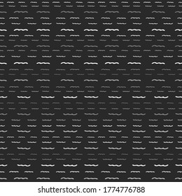 Seamless Texture of Horizontal lines, vector pattern of digital waves, white stripes on black background, texture design template