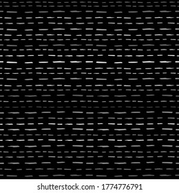 Seamless Texture of Horizontal lines, vector pattern of digital waves, white stripes on black background, texture design template