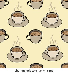 Seamless texture with hot cups of coffee