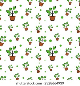 
Seamless texture with houseplants. Vector illustration in doodle style