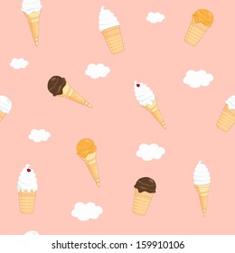 Seamless texture with ice cream. Abstract vector illustration.