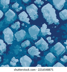 seamless texture of ice flakes on a blue background