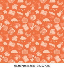 Seamless texture with icons - autumn. A vector.