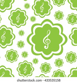 Seamless texture with icons with a treble clef