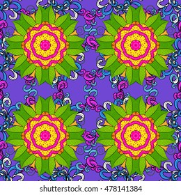 Seamless texture illustration with blue background. Vector.