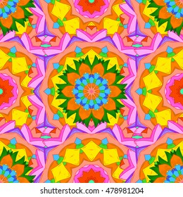 Seamless texture illustration with orange and pink background. Vector.