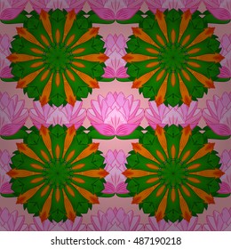 Seamless texture illustration with orange and pink background. Vector.