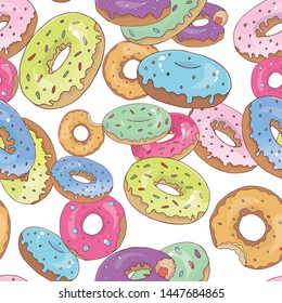 seamless texture with the image of donuts on a white background