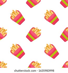 Seamless texture with the image of a french fries. Fast food. Vector illustration