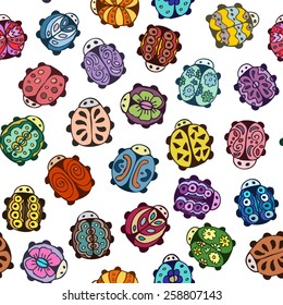 Seamless texture with the image of the ladybug