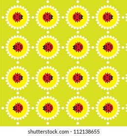 Seamless texture with the image of the ladybug and daisy / Ladybugs