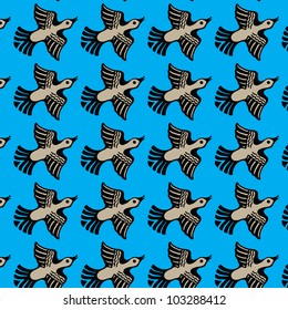 Seamless texture of the image ornamental flying ducks / Duck flies