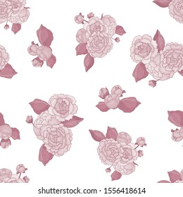seamless texture with the image of peonies