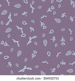 Seamless texture with the image of plants, flowers, petals, vector image purples, bright patterns on a dark background