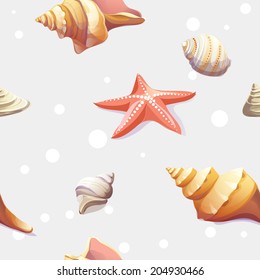 seamless texture with the image of seashells