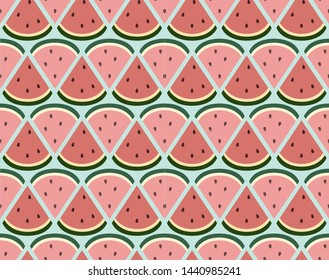 Seamless texture with the image of the slices of watermelon.