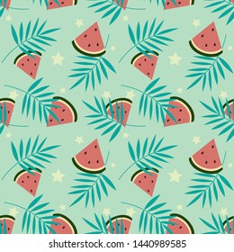 Seamless texture with the image of the slices of watermelon.
