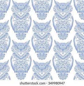 Seamless texture with images of owls