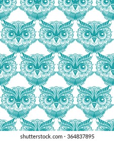 Seamless texture with images of owls
