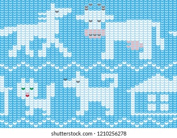 Seamless texture imitating hand knitting, with the image of Pets