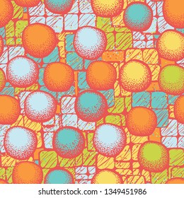Seamless texture. Irregular balls randomly arranged on an abstract background.