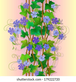 Seamless texture with ivy and flowers.