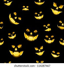 Seamless texture with Jack-o-lantern faces