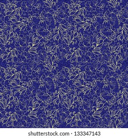 Seamless texture jeans with beige floral background. Vector illustration