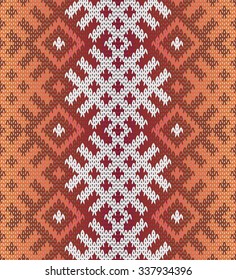 Seamless texture of knitted fabric with jacquard pattern in folk style