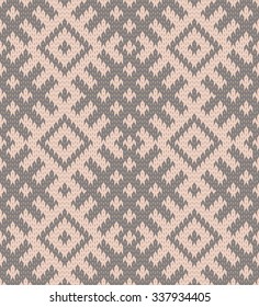 Seamless texture of knitted fabric with jacquard pattern in folk style