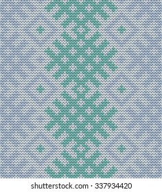 Seamless texture of knitted fabric with jacquard pattern in folk style