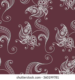Seamless texture with lace pattern in floral style. Suitable for design: cloth, web, wallpaper, wrapping. Vector illustration.