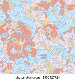 Seamless texture. Latin alphabet on an abstract background.