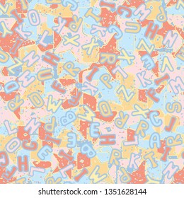 Seamless texture. Latin alphabet on an abstract background.