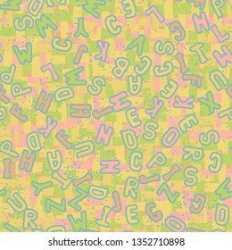 Seamless texture. Latin alphabet on an abstract background.