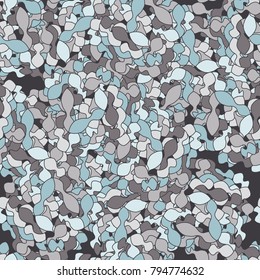 Seamless texture of leaf-shaped elements. A pattern of six colors. Camouflage.