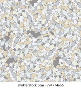 Seamless texture of leaf-shaped elements. A pattern of six colors. Camouflage.