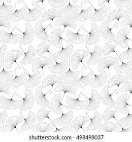 Seamless texture, leaves of Ginkgo Biloba. Drawn by hand. Vector illustration.