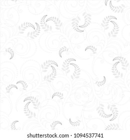 Seamless texture with leaves. Texture with lines and outlines of leaves. Black and white vector illustration.
