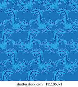 seamless texture of the leaves on a blue background